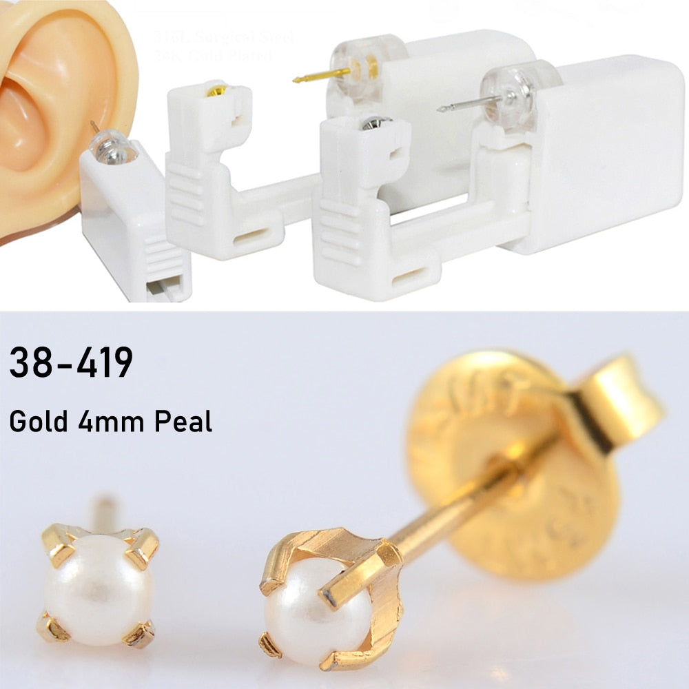 Disposable Sterile Ear Piercing Unit Cartilage Tragus Helix Piercing Gun Tool Kit Build In Steel Stud Earring Star Ball