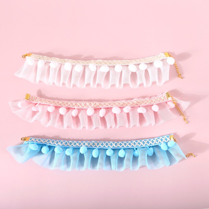 Pets Cat Collar Accessories Lovely Fancy Bib Plush Ball Puppy Pet Cat And Dog Products Cartoon Pink Adjustable Deworming