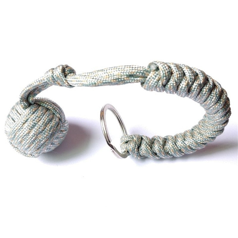 Key Chain With Self-defense Steel Ball 24cm 7-core Outdoor Equipment Parachute Cord Rope Keychain Wild Survival