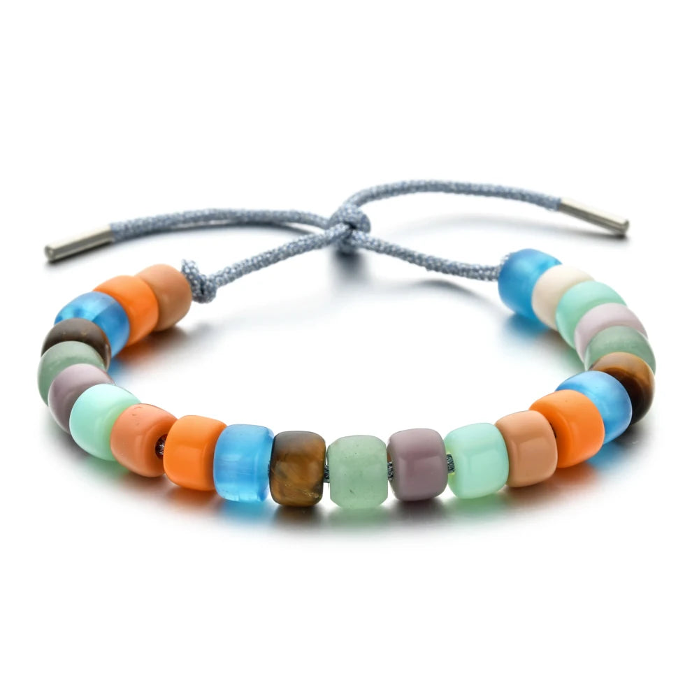 Vintage Boho Handmade Pull Tie on Rope Bracelet DIY Natural Stones Crystal Charm Beads Stone Trendy Bracelet Lucky Jewelry - Charlie Dolly