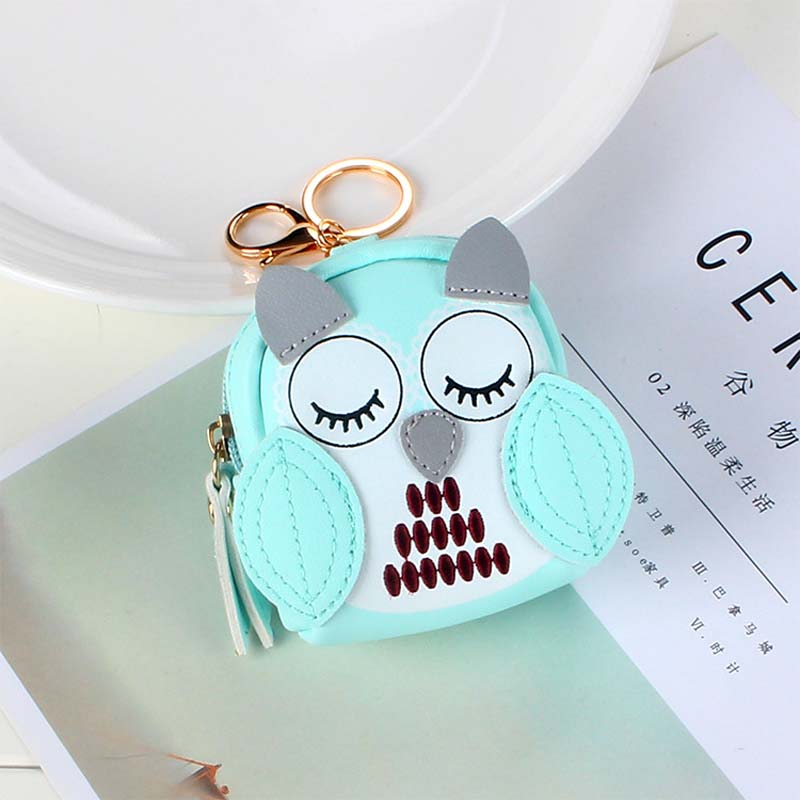 Cute Key Bag Owl Coin Purse Mini School Bag Car Key Chain Pendant Lady Wallet PU Leather Coin Purses Coin Purse Keychain