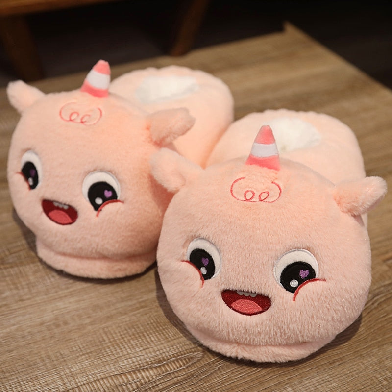 One Size US 6-10.5 Winter Men Women Slippers Indoor Toys Animal Unicorn Dinosaur Husky Totoro Shoes Warm Home House Slides