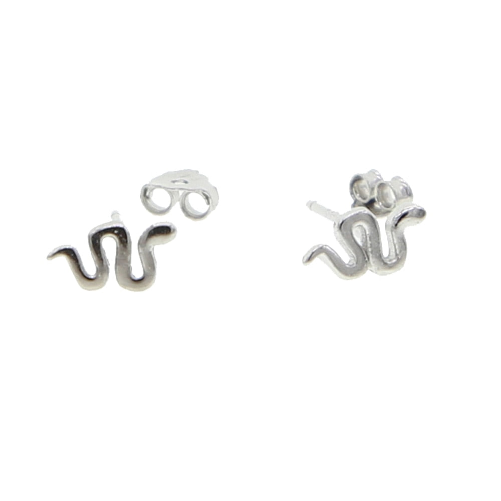 Delicate 925 Sterling Silver Minimalist Small Tiny Animal Snake Stud Earring Girl Second Hole Multi Piercing Cute Lovely Jewelry