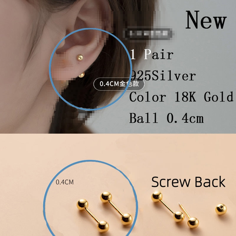La Monada Sterling Silver Stud Earrings Women Two Ball Fine 925 Silver Jewelry Woman Earrings Stud Silver 999 Keep Piercing Nut