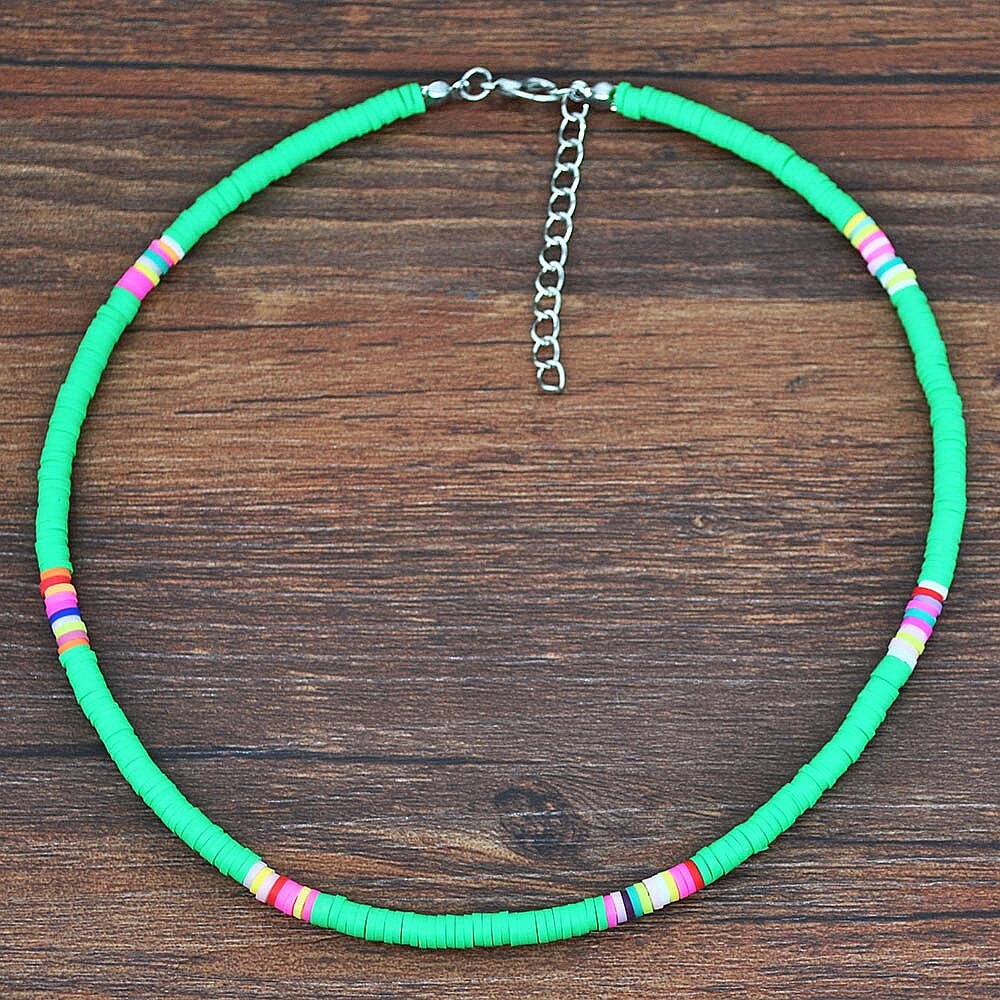 Fashion Soft Pottery Choker Necklace For Women Bohemian Colorful Clay Collar Shell Necklace Summer Beach Jewelry