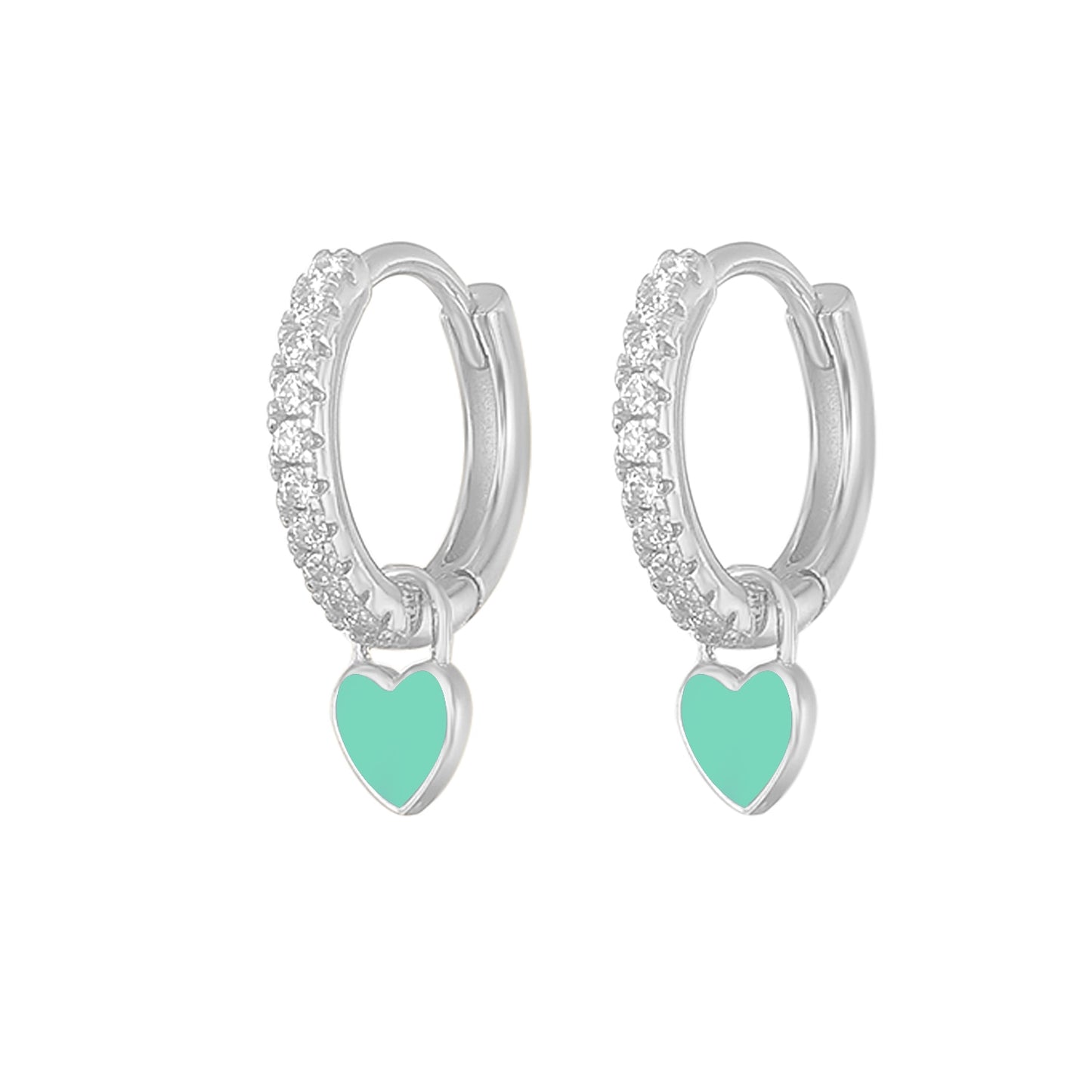 Aide Silver Color Hoop Earrings With Cute Candy Neon Color Enamel Heart Charm Drop Earring Gold Color For Girls Party Jewelry