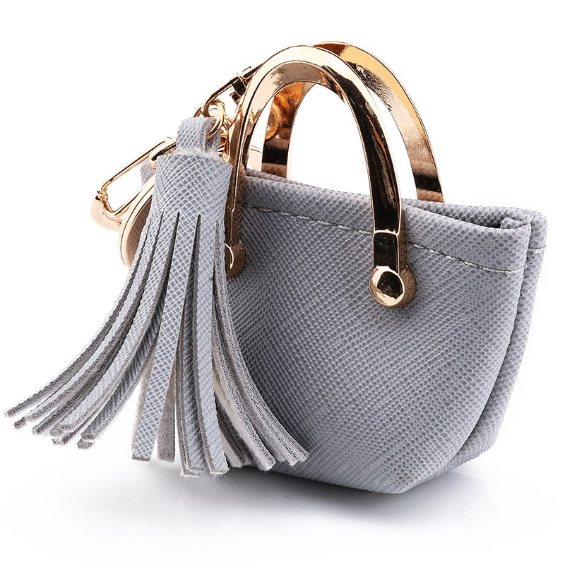 ZG Mini Small Bag Keychain Coin Purse Pink Blue Red Decoration Key Chains PU Leather Bag Storage Pendant Fashion Cute Jewelry
