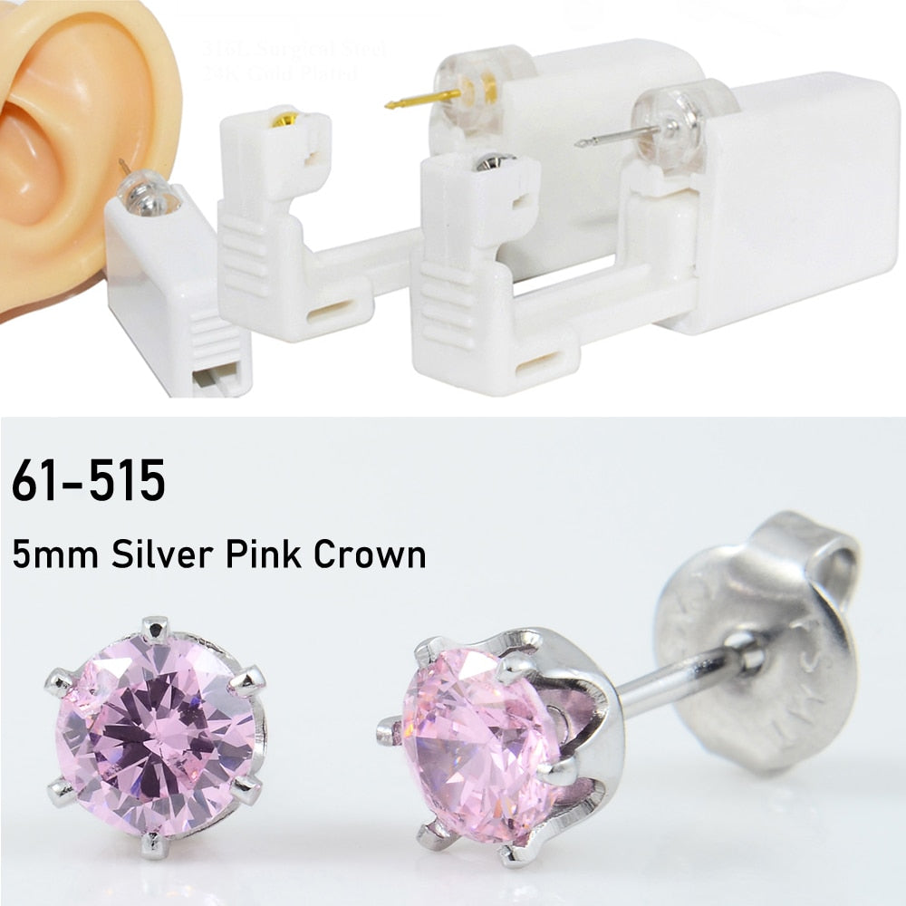 Disposable Sterile Ear Piercing Unit Cartilage Tragus Helix Piercing Gun Tool Kit Build In Steel Stud Earring Star Ball