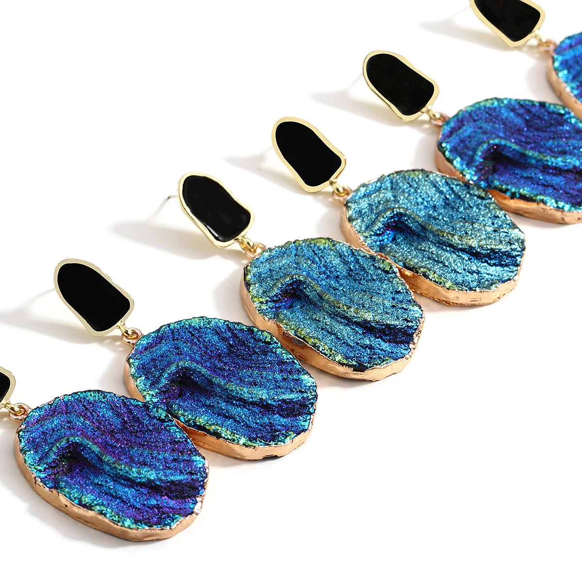 Volcanic Rock Abstract Drop Earrings, Starry Night Boho Jewelry