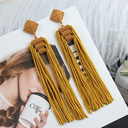 Long Tassel Earrings Fashion Jewelry 2023 Bohemia Statement Summer Dangle Aesthetic Earrings for Women Accessories Korean Style