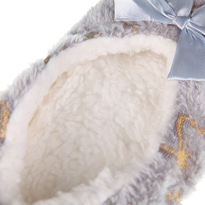 Glglgege Winter Slippers Women Shallow Home Embroidered Warm Plush House Shoes Print Knitted Fluffy Slippers Claquette Fourrure