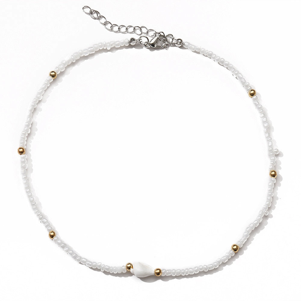 Sweet Sea Breeze Shell pendant Small Pearl Necklace art Style Trendy girl a gift