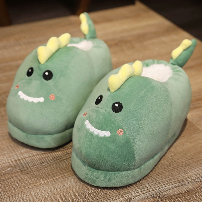 One Size US 6-10.5 Winter Men Women Slippers Indoor Toys Animal Unicorn Dinosaur Husky Totoro Shoes Warm Home House Slides