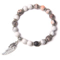 Handmade Silver Color Rose Angel Wing Pendant Bracelet Natural Pink Quartz Crystal Beads Charm Bracelet Women Romantic Jewelry - Charlie Dolly