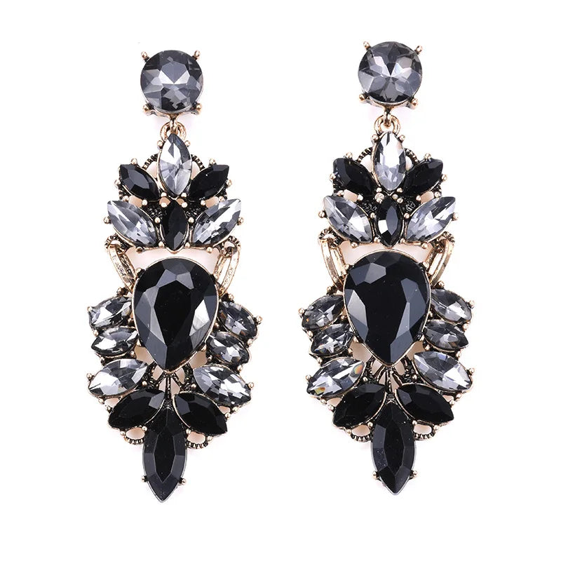 Crystal Water Drop Long Statement Earrings Jewelry