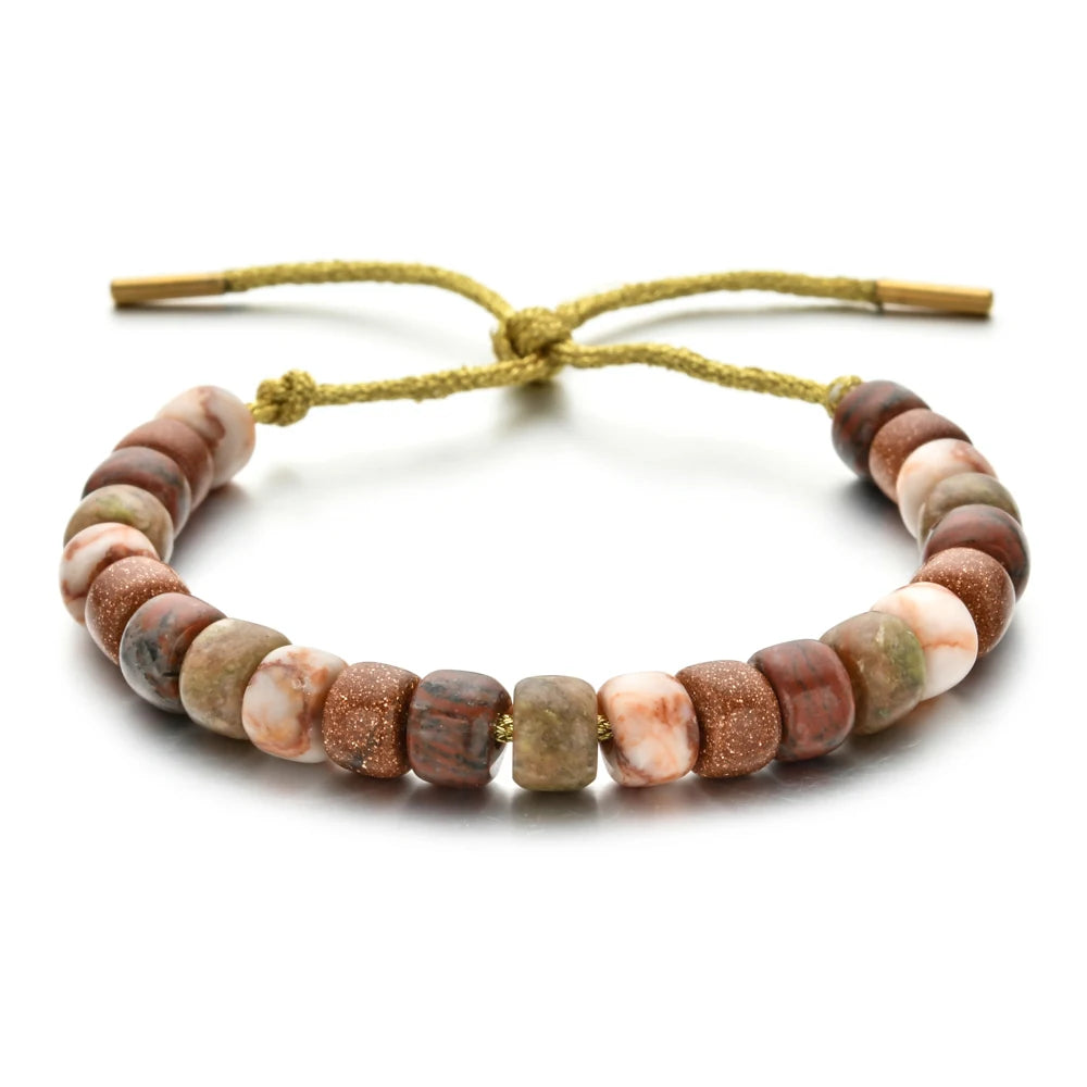 Vintage Boho Handmade Pull Tie on Rope Bracelet DIY Natural Stones Crystal Charm Beads Stone Trendy Bracelet Lucky Jewelry - Charlie Dolly