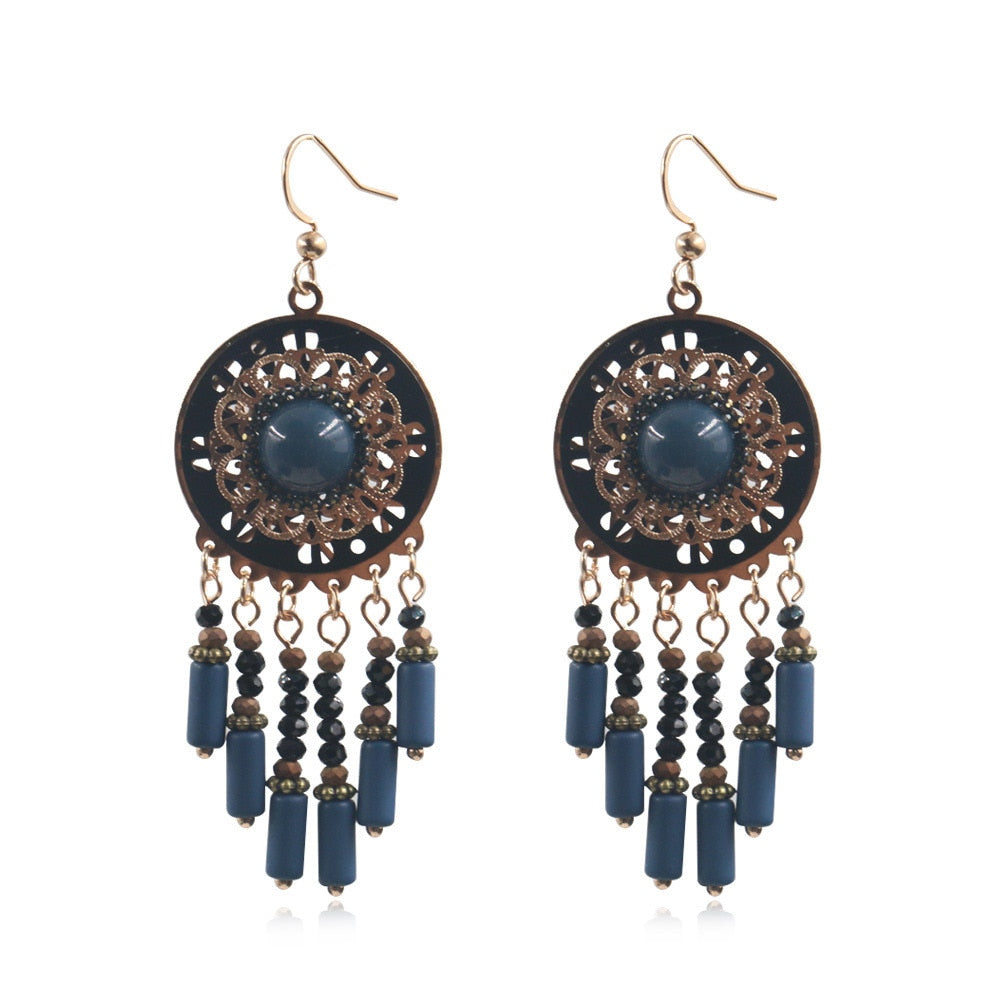 Exknl Big Long Drop Earrings for Women Geometric Bell Bohemian Cross Vintage Tassel Flower Earrings Fashion Jewelry Accessories