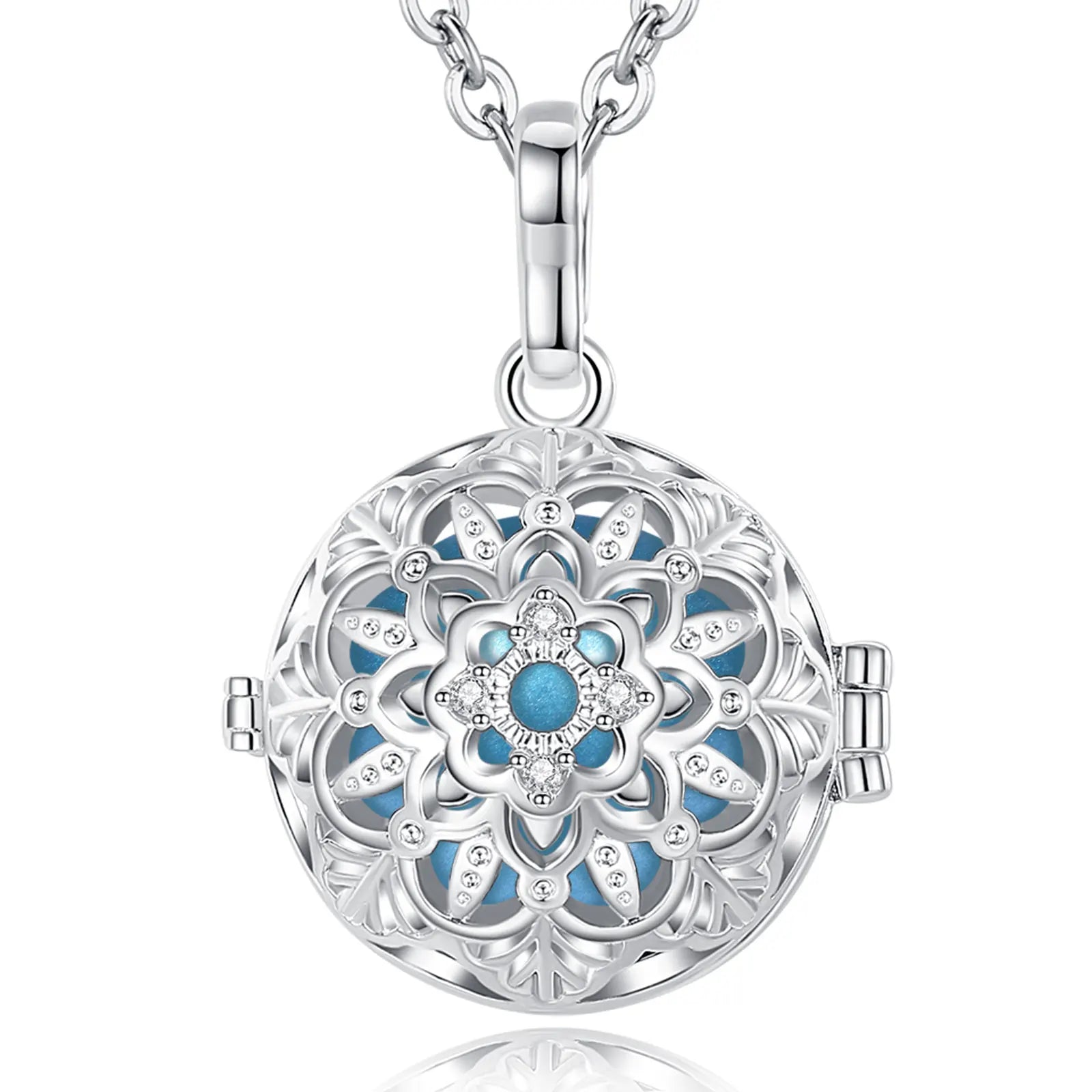 Eudora 18mm Harmony Ball Lotus Cage Pregnancy Bola Necklace, Angel Caller Amulet
