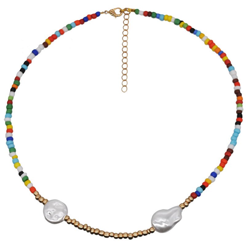 3 PCS OFF 10% Bohemian Colorful Seed Beads Necklace Long Horn Pendant Starfish Multi-layer Pearl Necklace Set For Women Jewelry