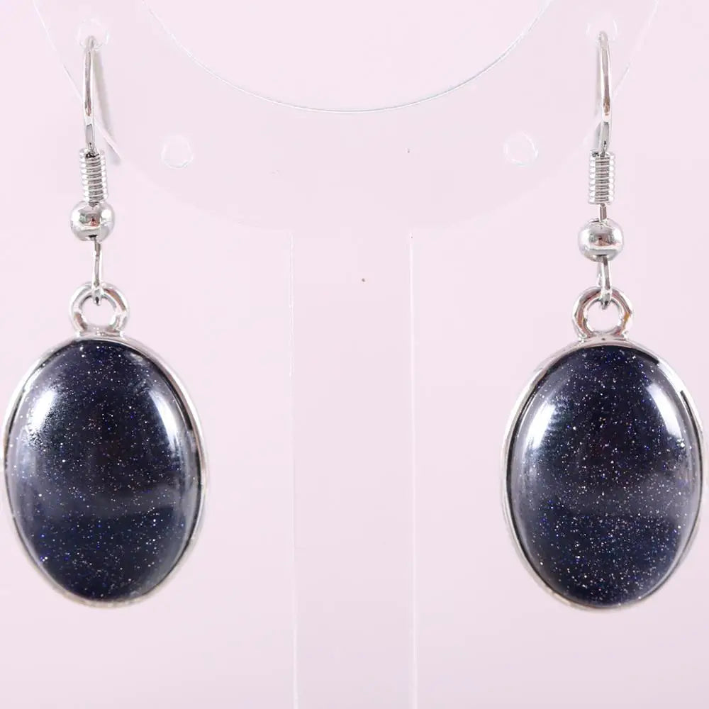 White Opal Lapis Cabochon Drop Earrings Jewelry
