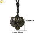 CSJA Obsidian Necklace Natural Stone Wolf Buddha Sculpture Tree of Life Animal Owl Men Necklaces Pendant Meditation Jewelry G644 - Charlie Dolly