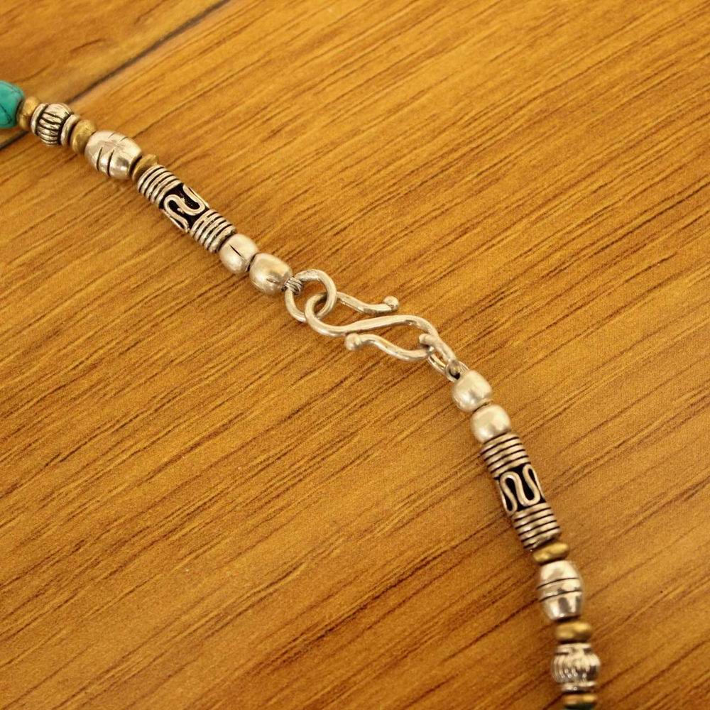 Nk246 Nepal India Jewelry Ethnic Mini Turquoises Beads Multi Brass Charm Strand Fashion Necklace For Woman