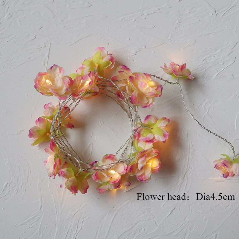 pale Pink blush Rose Flower Fairy string lights 20LED floral wedding party bedroom decoration centerpiece girl for Home Decor