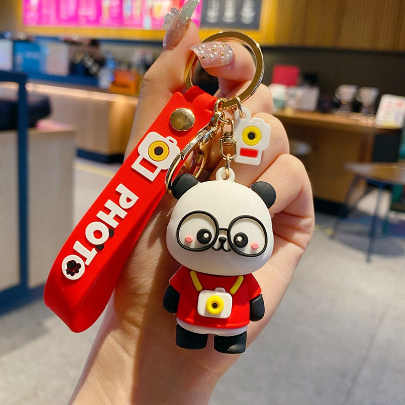 Cartoon Cute Panda Keychain Adorable Animal Keyring Men and Women Kids Bag Pendant Car Key Chain Key Ring Gift for Children