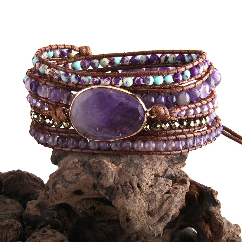 Mixed Natural Stone Wrap Bracelet