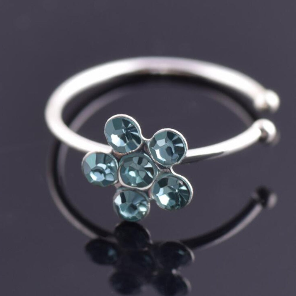 1PCS Fashion Fake Nose Ring Crystal C Clip Septum Lip Non Piercing Swirls Nose Rings Hoop For Women Men Body Jewelry