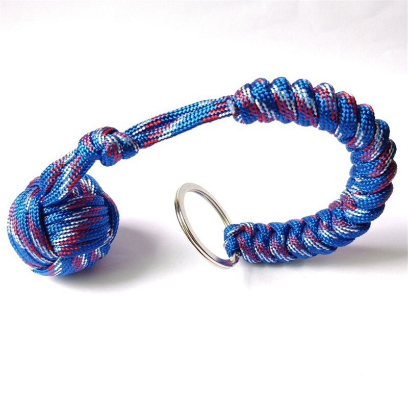 Key Chain With Self-defense Steel Ball 24cm 7-core Outdoor Equipment Parachute Cord Rope Keychain Wild Survival