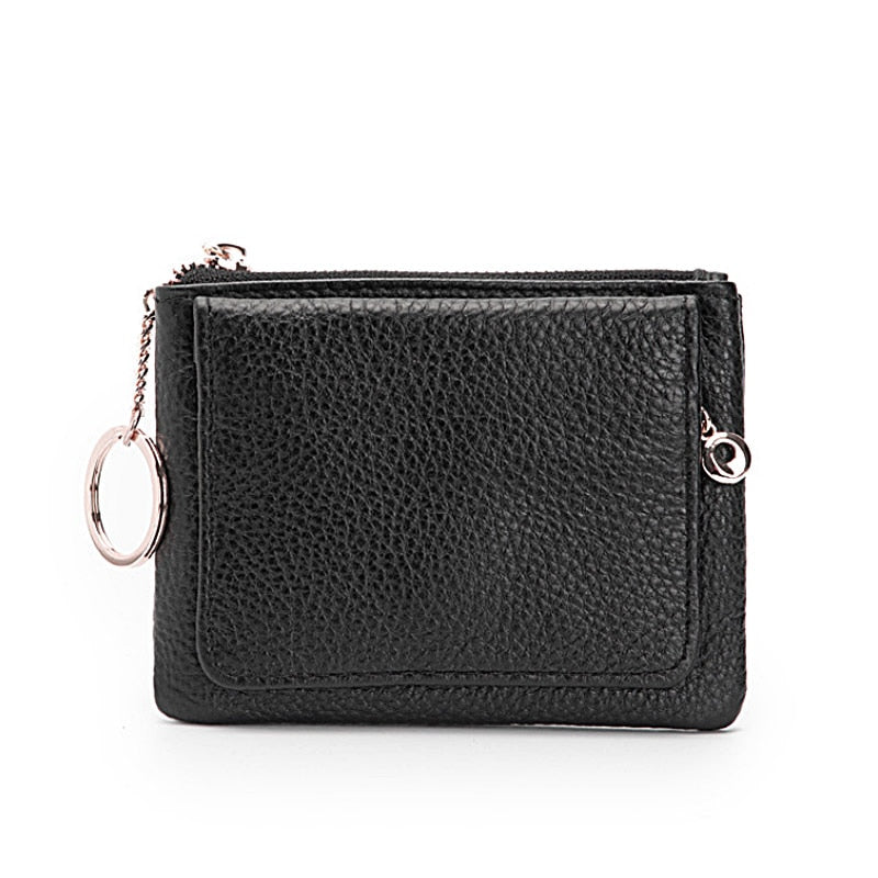 DICIHAYA 2022 New Cowhide Genuine Leather Women Mini Wallet Ladies Zipper Leather Coin Purse Pocket Key Ring Bag Mini Coin Bag