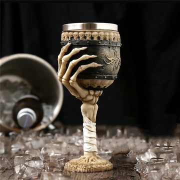 180ml Retro Horn Skull Resin Beer Mug Stainless Steel Skull Knight Halloween Coffee Cup Viking Tea Mug Ceramic Tiki Mug - Charlie Dolly