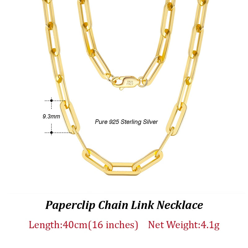 ORSA JEWELS 14K Gold Plated Genuine 925 Sterling Silver Paperclip Neck Chain 6/9.3/12mm Link Necklace for Women Men Jewelry SC39 - Charlie Dolly