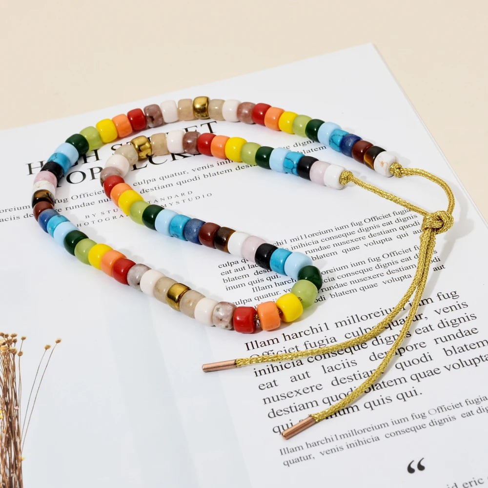 Vintage Boho Handmade Pull Tie on Rope Bracelet DIY Natural Stones Crystal Charm Beads Stone Trendy Bracelet Lucky Jewelry - Charlie Dolly