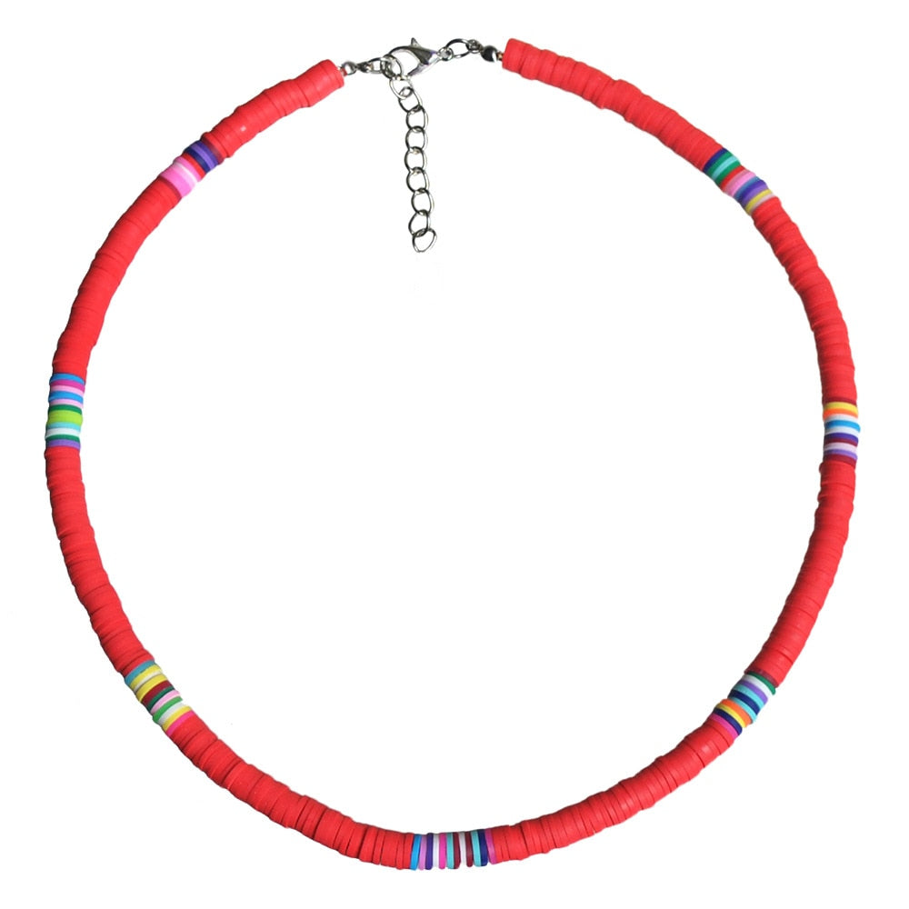 Fashion Soft Pottery Choker Necklace For Women Bohemian Colorful Clay Collar Shell Necklace Summer Beach Jewelry