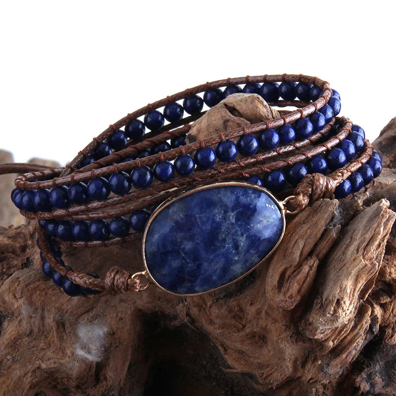 3-Strand Natural Stone Wrap Bracelet