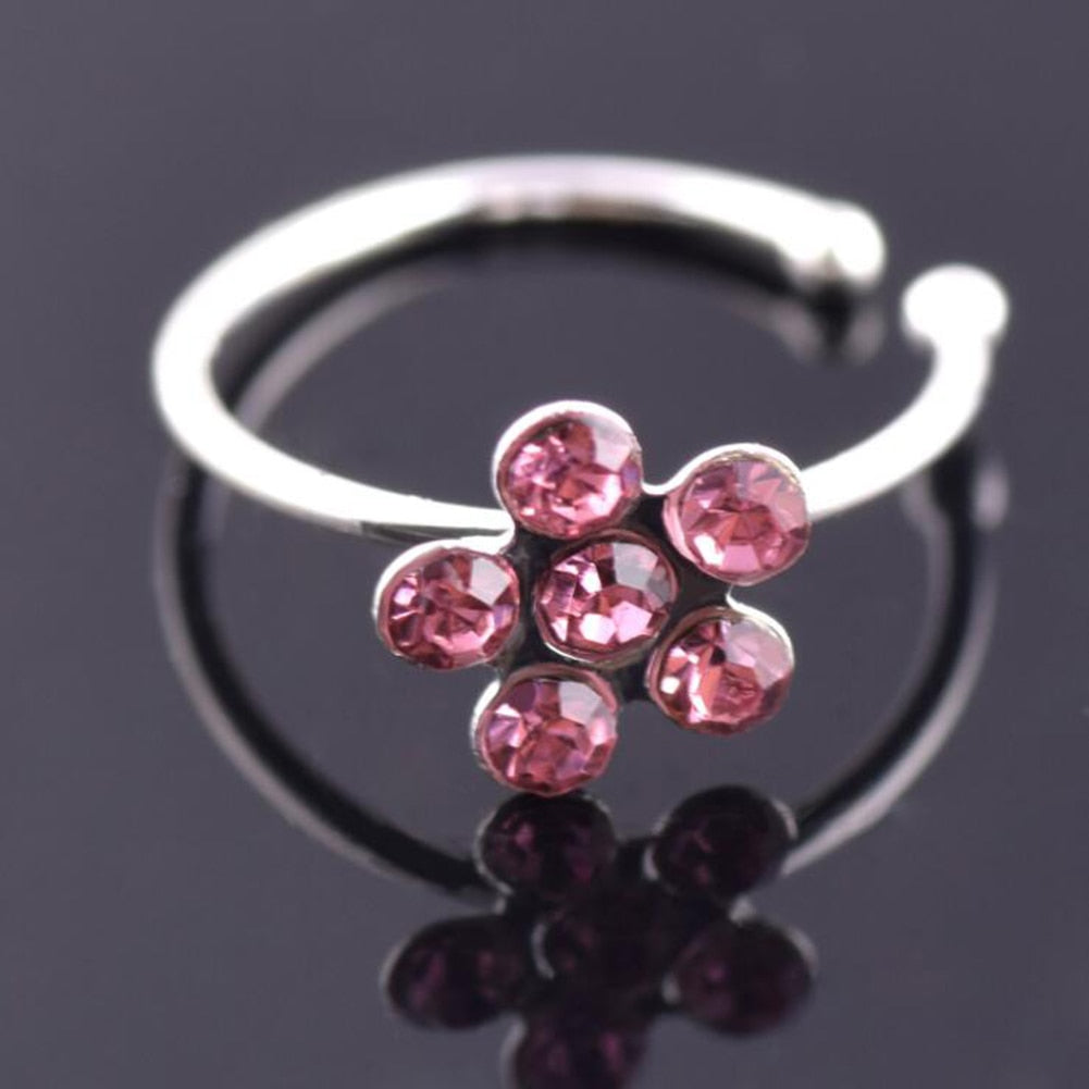 1PCS Fashion Fake Nose Ring Crystal C Clip Septum Lip Non Piercing Swirls Nose Rings Hoop For Women Men Body Jewelry