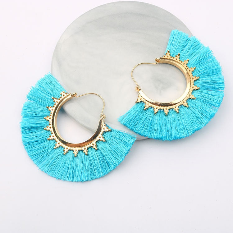 Round Tassel Earrings for Women Jewelry Drop Dangle Earrings Pendientes Mujer Moda Brincos Party Wedding Statement Earrings