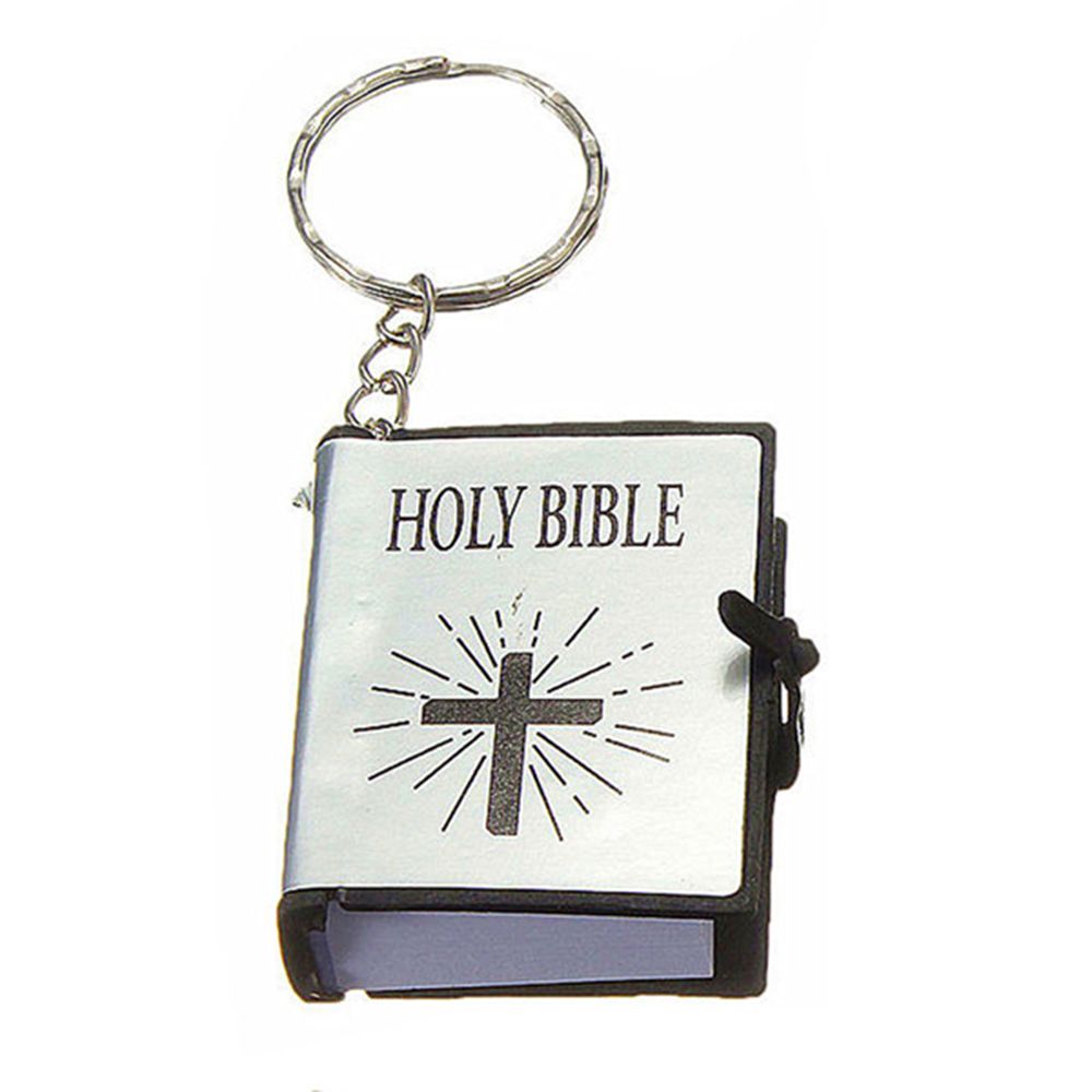 Mini Holy Bible Keychain Real Paper Can Read Religious Christian Cross Keyrings Holder Car Key Chains Fashion Gifts Jewelry