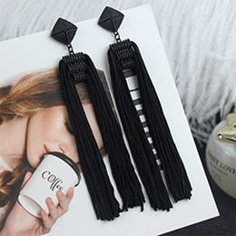Long Tassel Earrings Fashion Jewelry 2023 Bohemia Statement Summer Dangle Aesthetic Earrings for Women Accessories Korean Style
