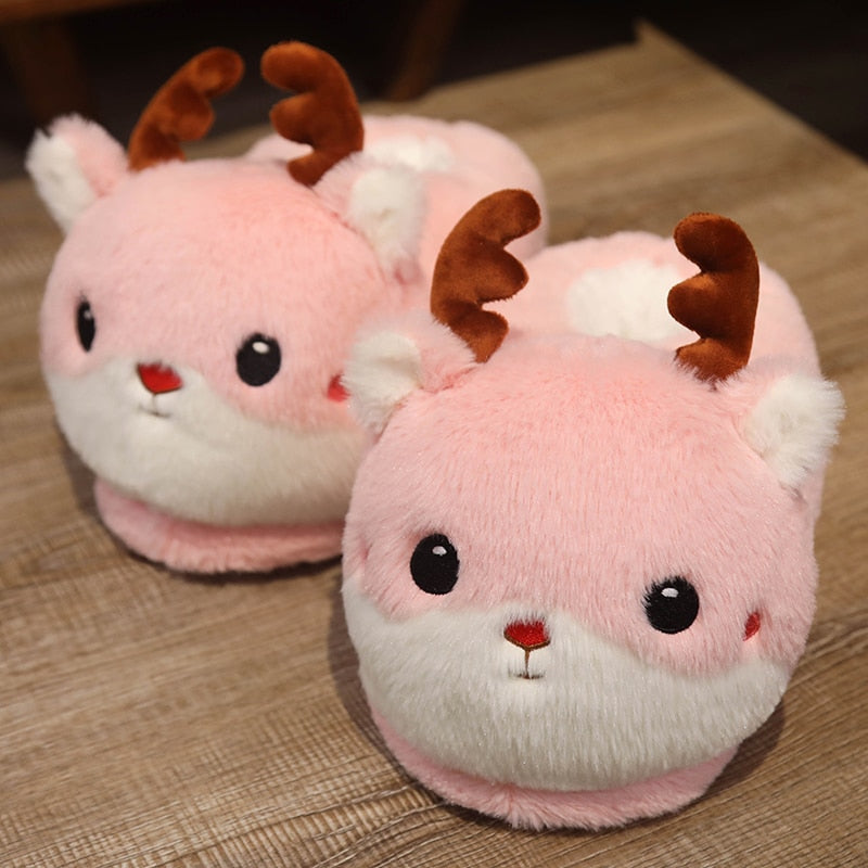 One Size US 6-10.5 Winter Men Women Slippers Indoor Toys Animal Unicorn Dinosaur Husky Totoro Shoes Warm Home House Slides
