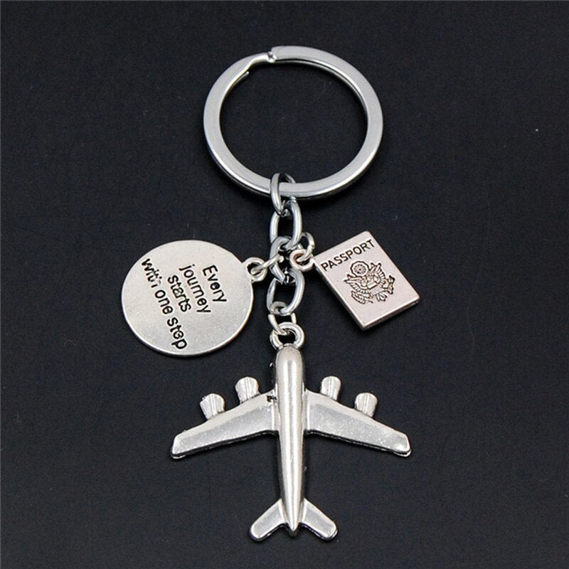1PC Earth Plane Keychain Has Nowhere To Fall, Pendant Travel Key Ring Friendship Best Friend Jewelry Handmade By Diy