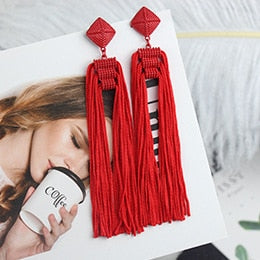 Long Tassel Earrings Fashion Jewelry 2023 Bohemia Statement Summer Dangle Aesthetic Earrings for Women Accessories Korean Style