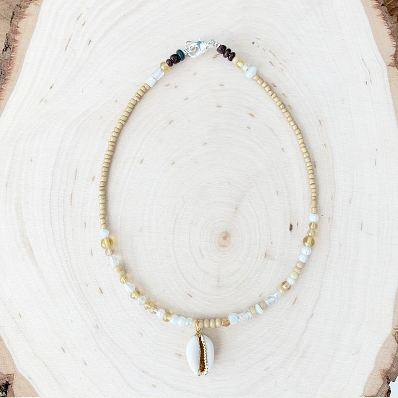 Exquisite Beaded Crystal Natural Shell Necklace Ohemia Style Handmade Women Statement Collares De Moda Beach Jewelry Friendship