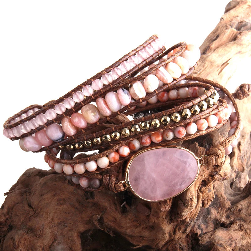 Mixed Natural Stone Wrap Bracelet