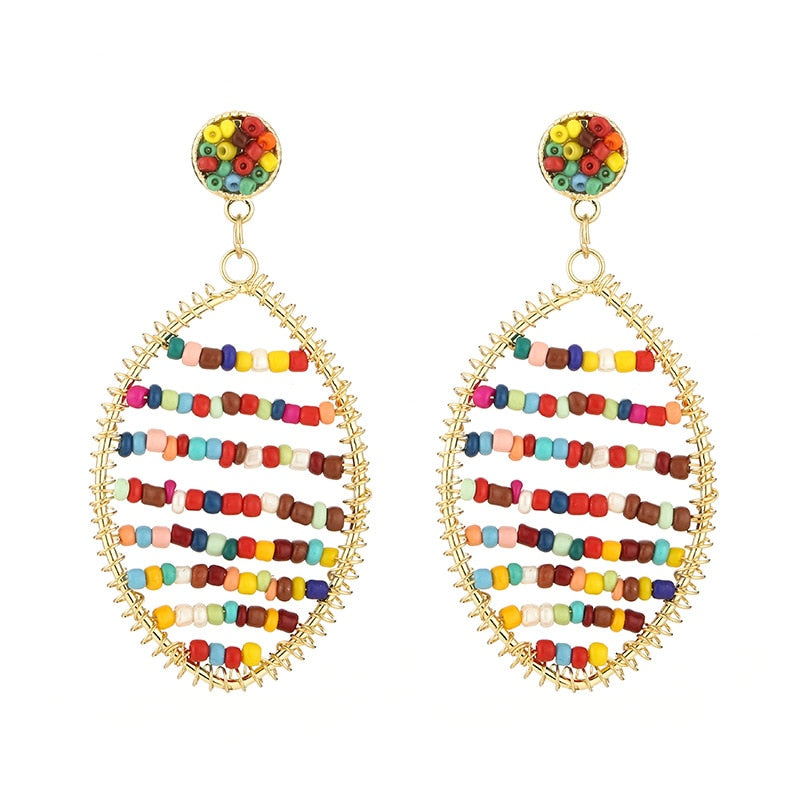 Fashion Boho Earrings For Women Colorful Style Sweet Flower Earrings Jewelry Spring Summer Floral Beaded Earrings Accessories