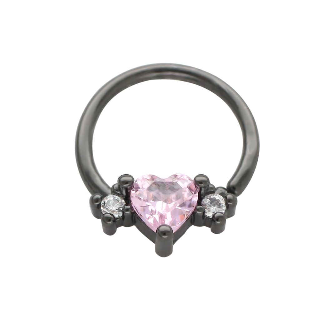 JHJT 20G 18G Heart Septum Nose Piercing Surgical Steel Clear CZ Nose Ring Nostril Piercing Helix Cartilage Earrings Ear Jewelry