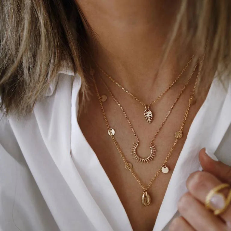 Moon Cross Tree Star Layered Choker Necklace Jewelry