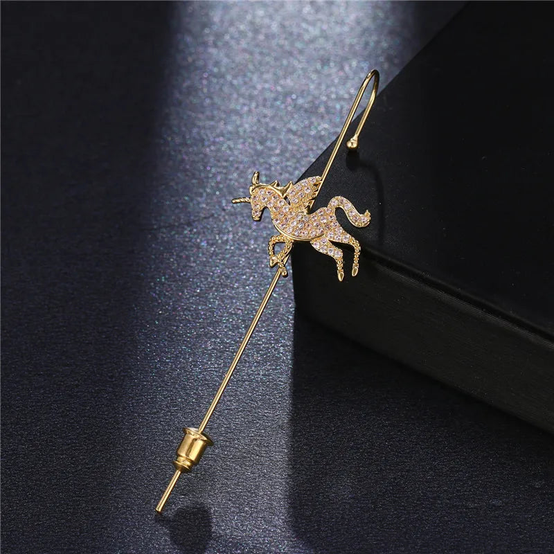 Gold Zirconia Ear Crawler Climber Earrings Jewelry